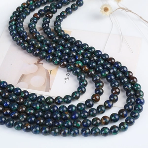 Perle tonde in azzurrite malachite naturale per gioielli fai-da-te con trama blu verde