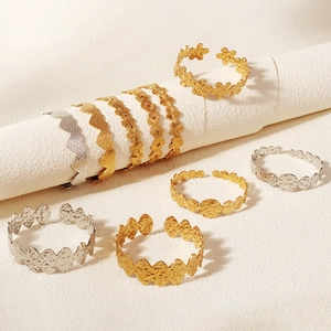 Minimalist vintage metal leaf and floral bangles in gold and silver finish set