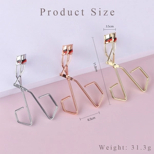 Dimensioni dettagliate dei piegaciglia in acciaio inox nei colori argento, oro e rosa
