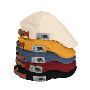 Retro street style newsboy caps in five colors with adjustable side leather straps
