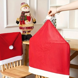 Classic red Santa hat Christmas chair covers in non-woven fabric for dining room decor