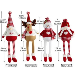 Christmas gnome plush dolls size guide showing four holiday characters with dimensions