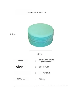 Detailed dimensions of the round leather jewelry box with zipper and interior layout