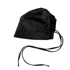 Vintage black satin bonnet for women with ribbons for elegant photography and sun protection