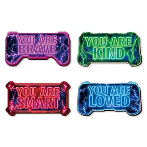 Set of 4 game controller wooden signs with neon lighting effect for gaming room decor