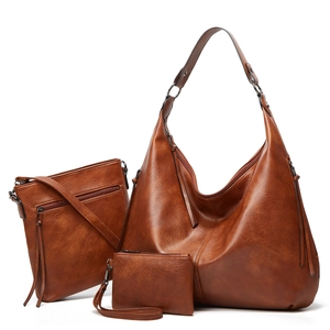 Women Bag PU Leather Large Capacity Hobo Shoulder Crossbody Clutch Pouch Vintage Solid Color Retro Elegant