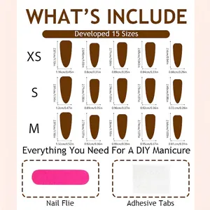 Press on nails size chart for leopard almond shape fake nails with measurement details