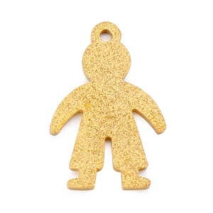 Frosted gold stainless steel boy silhouette pendant charm with sparkling texture