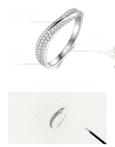Macro detail of S925 sterling silver ring with 5A zircon inlay and design sketch