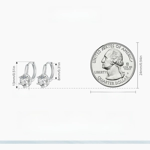 Size comparison of sparkling S925 sterling silver hoop earrings with clear zircon stones