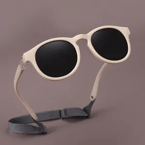 Kids Polarized Sunglasses UV400 Protection Flexible TPEE Frame Round Vintage Shade Eyewear For Toddlers 0-3 Years
