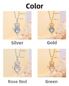 Detailed view of heart crown necklace with size 22.3mm x 10.5mm and 40+5cm chain length