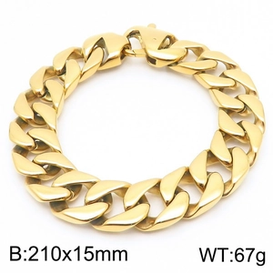 Détail d'un bracelet gourmette doré de 15 mm de large avec fermoir mousqueton et mesures