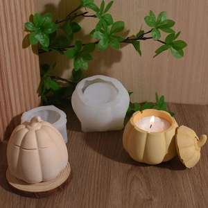 Halloween pumpkin resin silicone mold set for DIY candle jars and storage boxes