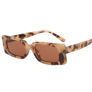 Retro rectangle sunglasses with tortoise frame and brown lenses on a white background