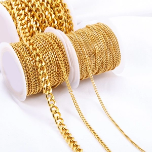 Chaînes à gourmette dorées en acier inoxydable pour création de bijoux DIY et colliers