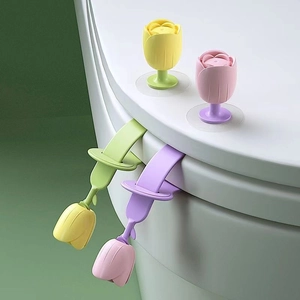 Silicone Tulip Flower Toilet Lid Lifter Adjustable Handle Seat Lifting Device For Bathroom Hygiene