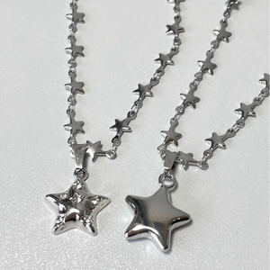 Y2K Titanium Steel Pentagram Star Pendant Necklace Vintage Rhinestone Cool Girl Fashion Jewelry For Women