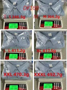 Size and weight specifications for textured polyester polo set, including S to 3XL data