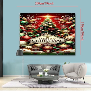 Detail of Christmas tree wall tapestry in a living room measuring 200cm by 150cm