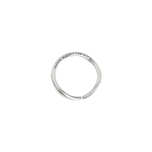 Minimalist S925 sterling silver wavy open ring engraved with Smooth waters run deep