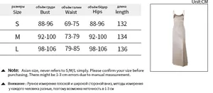Detailed size chart for the elegant solid color mercerized slip maxi dress for women