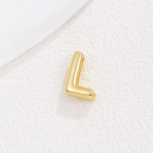 Polished gold-plated letter L charm for 10mm DIY bracelet with smooth metallic finish