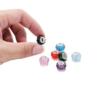 Faceted acrylic glass wheel beads with metal cores in vibrant colors for DIY jewelry making