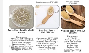 Detailed comparison of bamboo bath brushes with natural bristles and TPR massage nodules