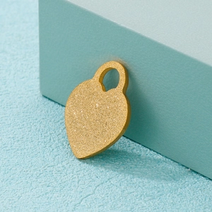 Heart Charm Pendant Stainless Steel Frosted Texture Gold Plated DIY Jewelry Making Finding Accessory Trendy Romantic Style