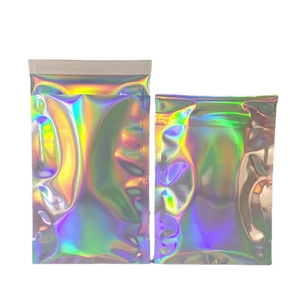 Self-sealing holographic laser bags with rainbow gloss finish in two sizes for packaging