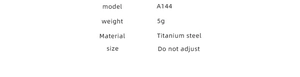 Detail of A144 titanium steel ring specifications showing 5g weight and fixed size