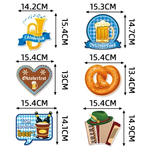 6-piece Oktoberfest party table decorations set featuring beer mugs and pretzels