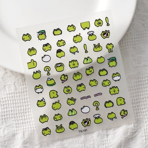 Autocollants 5D mignons pour ongles motif grenouille TS-191 avec divers motifs