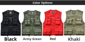 Gilets d'extérieur en maille noir, vert armée, rouge et kaki avec poches tactiques multiples
