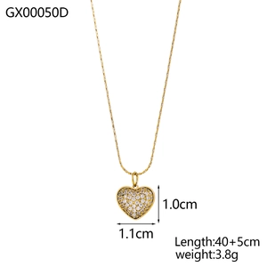 18k gold plated heart necklace with crystal pendant for women minimalist jewelry style