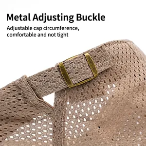 Adjustable metal buckle on breathable mesh newsboy cap with premium stitching detail