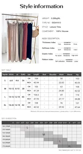 Tableau des tailles détaillé et caractéristiques du tissu pour pantalon large en viscose