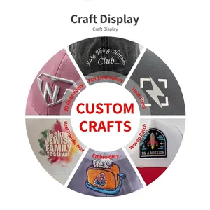 Custom cotton baseball caps with 3D embroidery and printing options in various colors