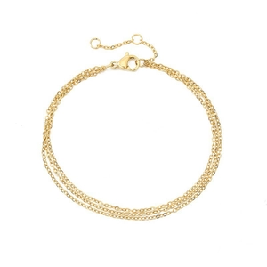 Three-layer gold stainless steel chain bracelet with lobster clasp and extension
