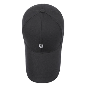 Casquette de baseball en mesh noir pour hommes avec visière longue et logo X argent