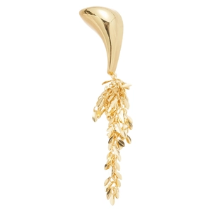 Elegant gold vintage geometric tassel brooch with polished leaf pendants for women
