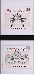 Detail of Party Joy face crystals with iridescent rhinestones for forehead and eye makeup