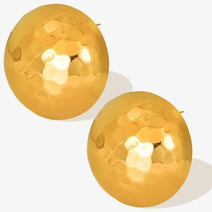 Boucles d'oreilles minimalistes en acier inoxydable 304 avec texture martelée dorée