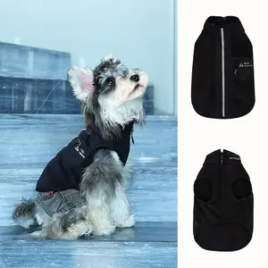 Dog Vest Jacket Reflective Polar Fleece Warm Zipper Pocket Sleeveless Outdoor Winter Apparel Casual For Dogs