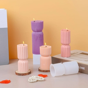 Vertical ribbed cylinder silicone mold for DIY geometric aromatherapy candles and crafts
