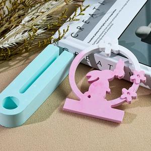 DIY silicone mold set for elliptical candle holder and rabbit ornament craft base