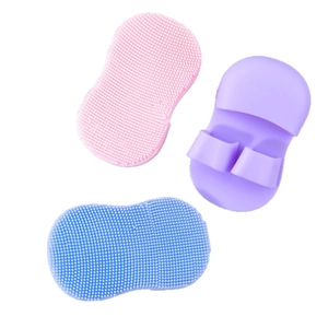 Three-color set of mini silicone facial cleansing brushes for pore cleaning and massage