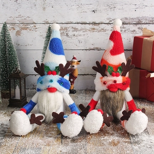 Christmas reindeer gnome plush dolls with long legs and antlers for holiday home decor