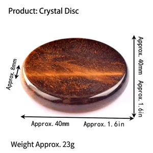 Tiger eye crystal stone disk 40x8mm flat round energy gem for healing decor